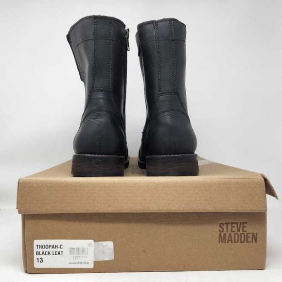New Men's 13 Steve Madden Troopah-c distressed combat boots in black - Picture 2 of 11